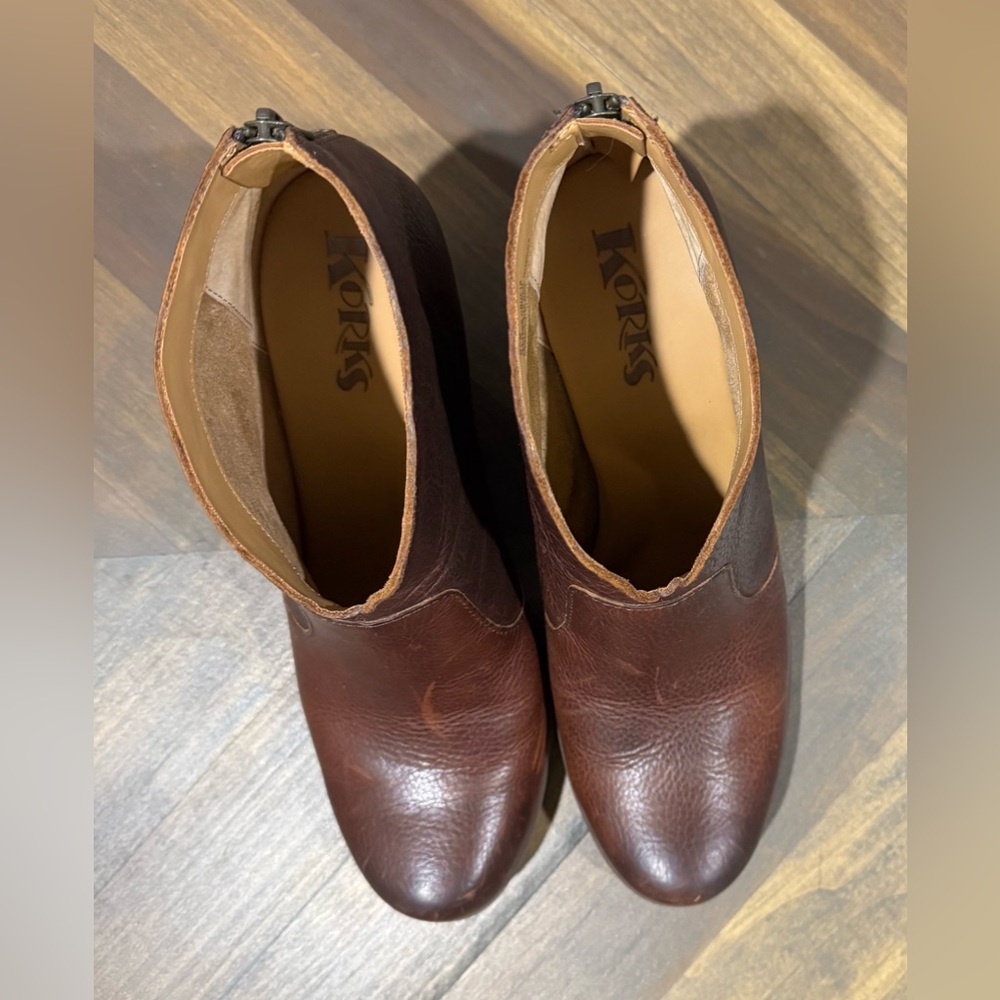 Korks Leather Rich Brown Heeled Ankle Boot | Women’s 9.5 - Picture 3 of 10